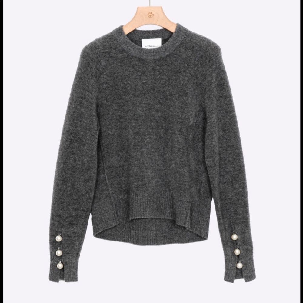 ::SOLD::3.1 Phillip Lim pearl cuff embellished sweater heather gray XS